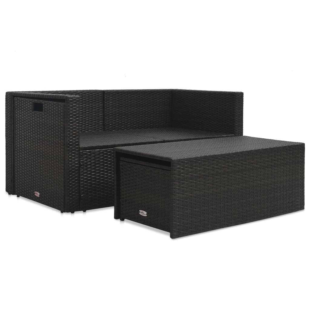 6-delige Loungeset met kussens poly rattan