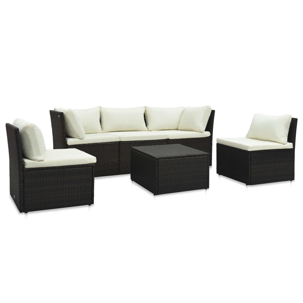 4-delige Loungeset met kussens poly rattan