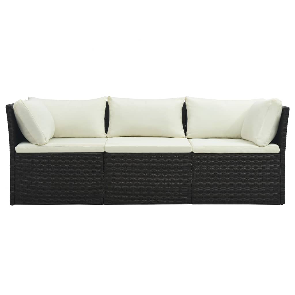 4-delige Loungeset met kussens poly rattan