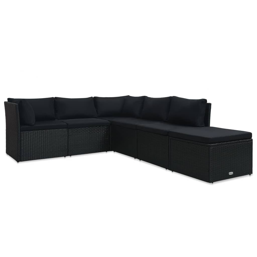 4-delige Loungeset met kussens poly rattan