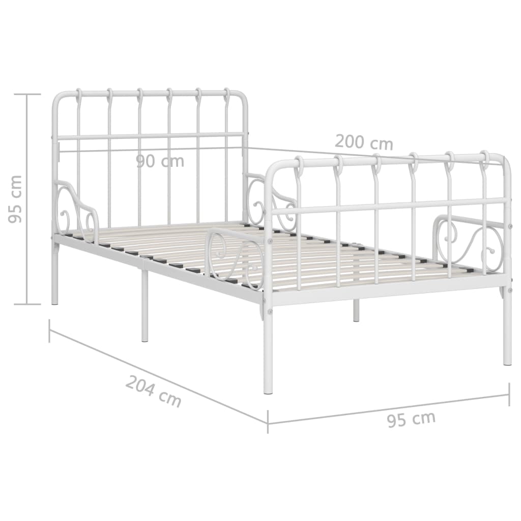 Bedframe met lattenbodem metaal wit 90x200 cm