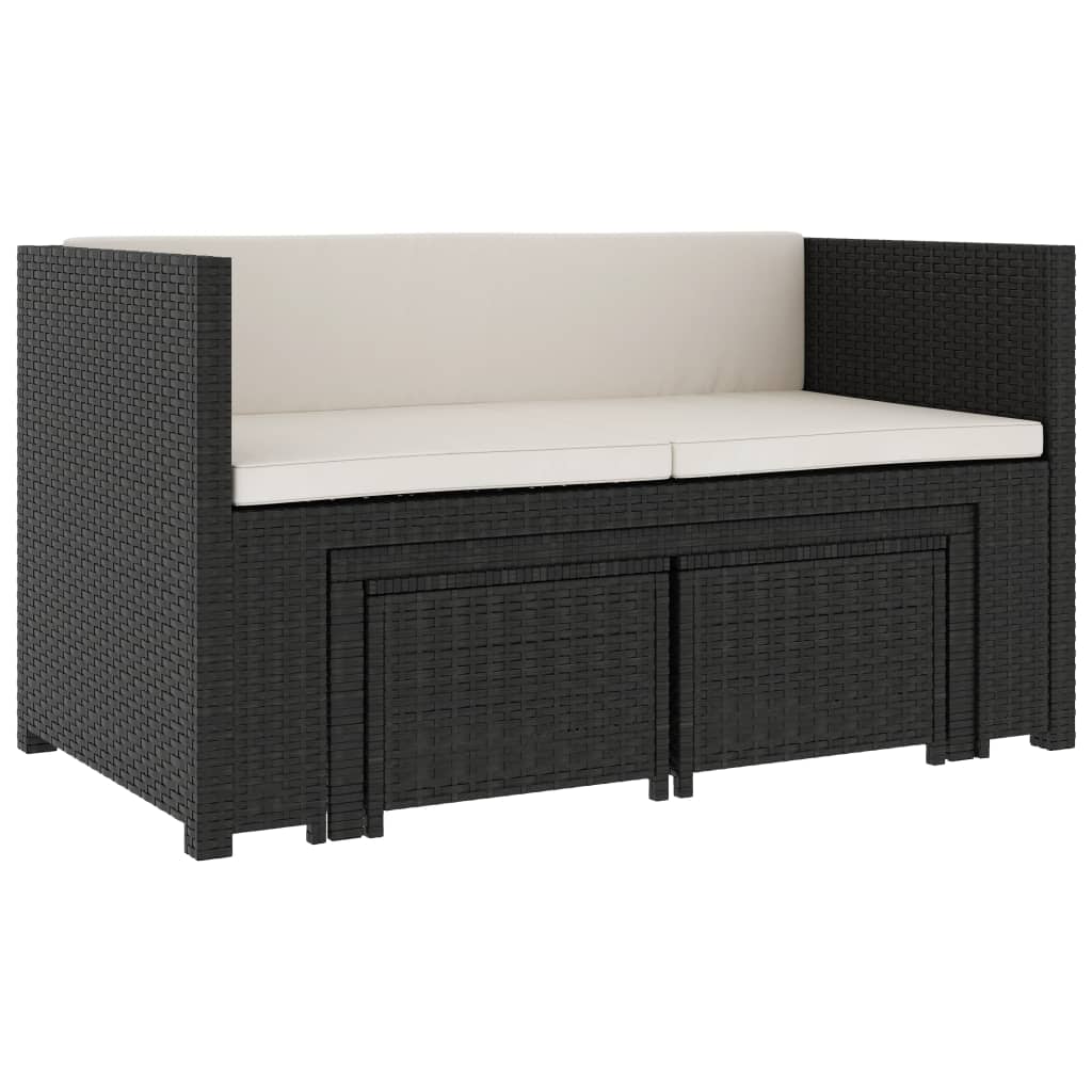 5-delige Loungeset met kussens poly rattan