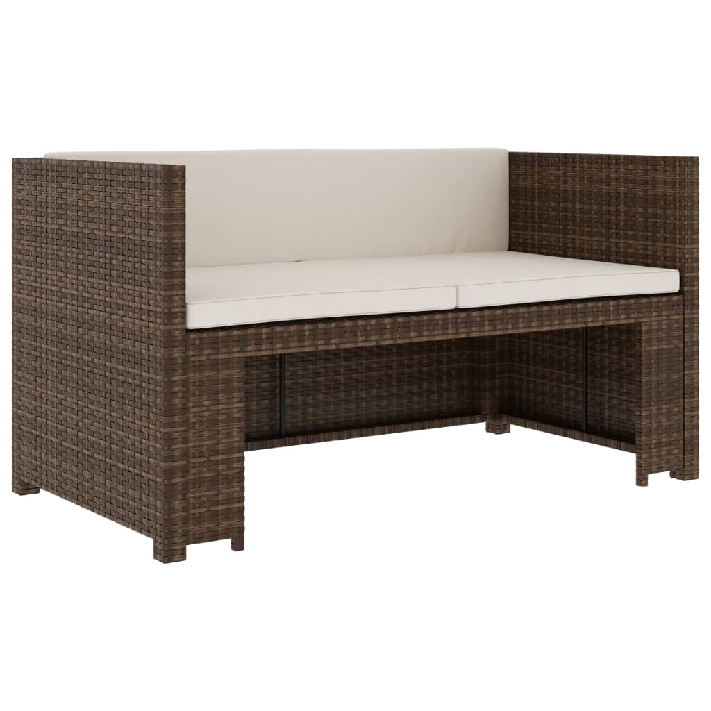 5-delige Loungeset met kussens poly rattan