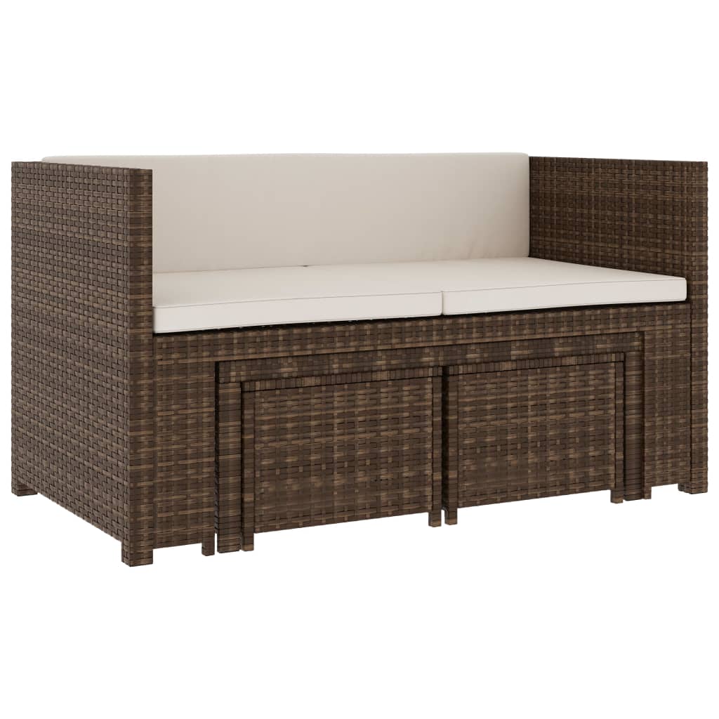 5-delige Loungeset met kussens poly rattan