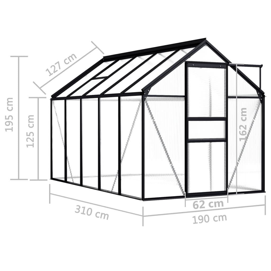 Tuinkas 5,89 m³ aluminium antracietkleurig