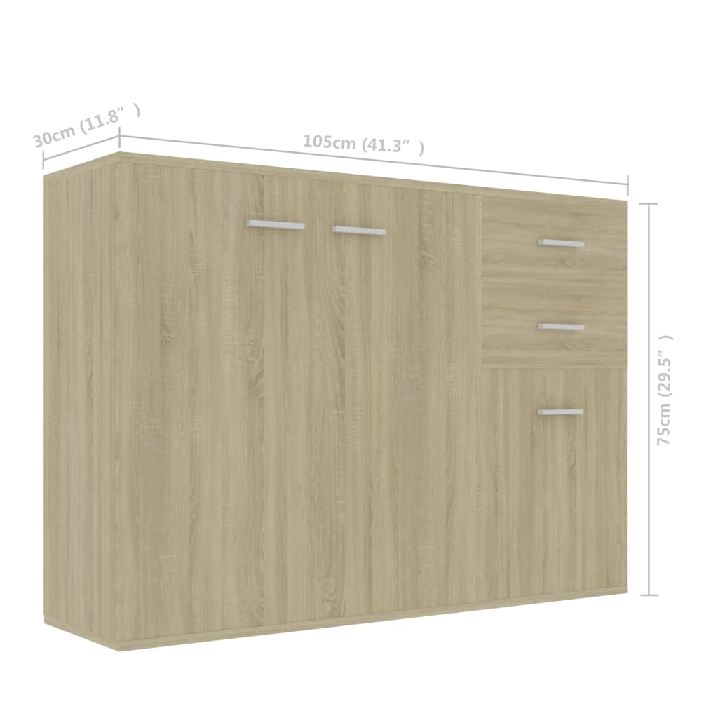 Dressoir 105x30x75 cm bewerkt hout eikenkleurig