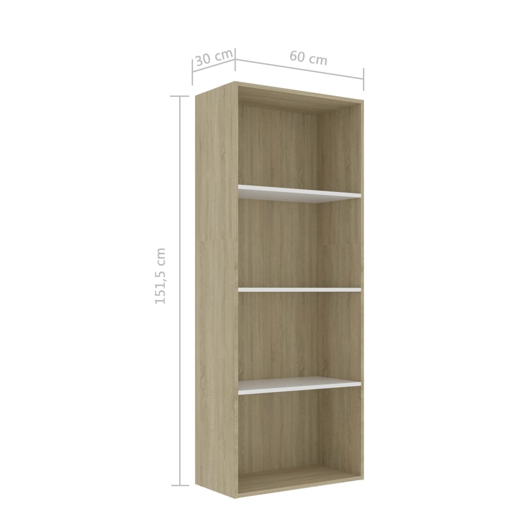 Boekenkast 60x30x189 cm bewerkt hout eikenkleurig