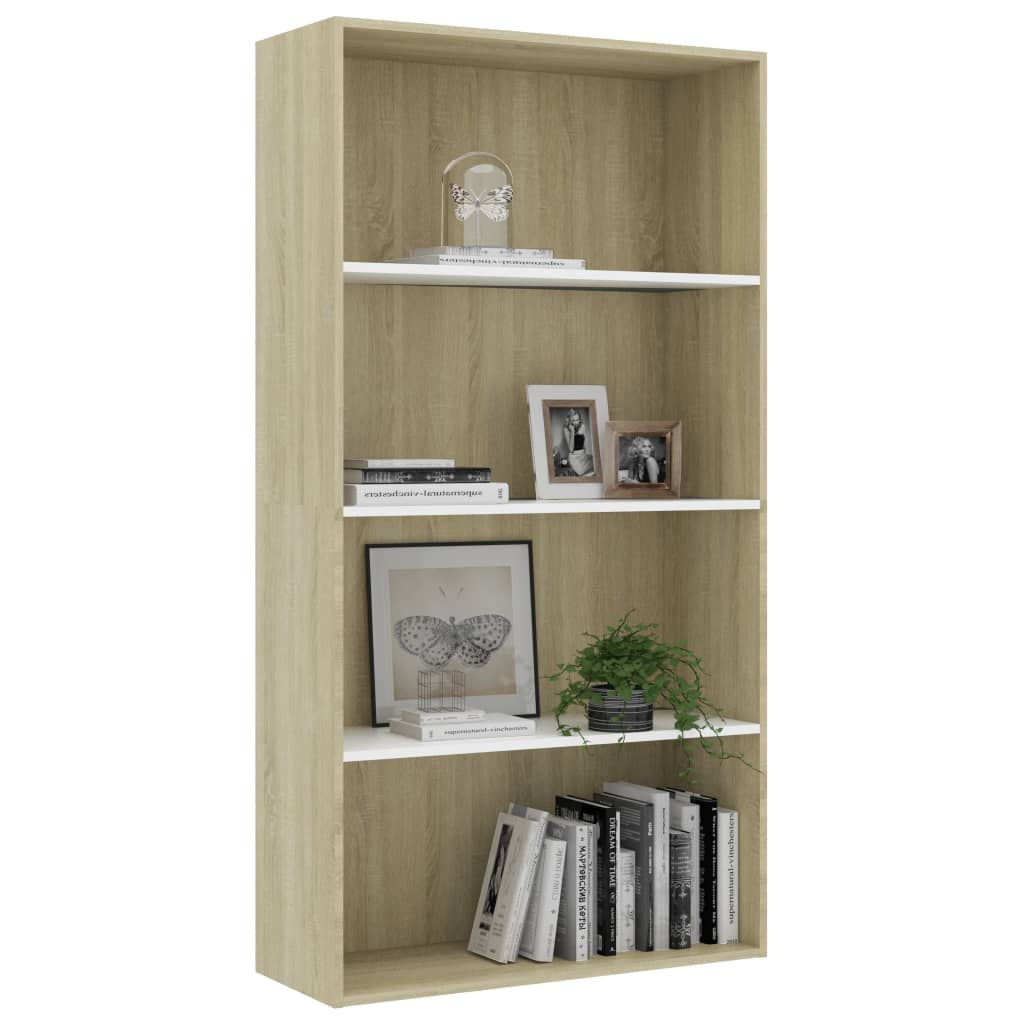 Boekenkast 60x30x189 cm bewerkt hout eikenkleurig