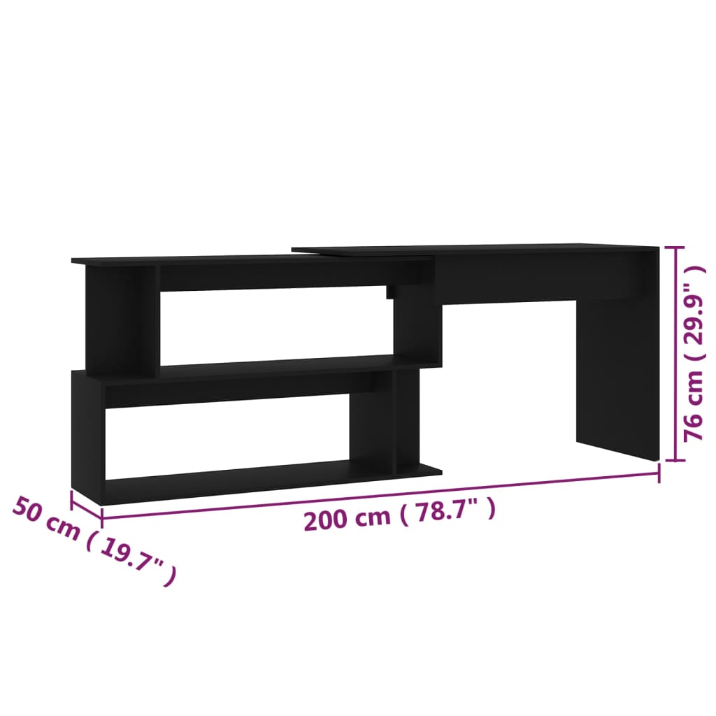 Hoekbureau 200x50x76 cm bewerkt hout eikenkleurig