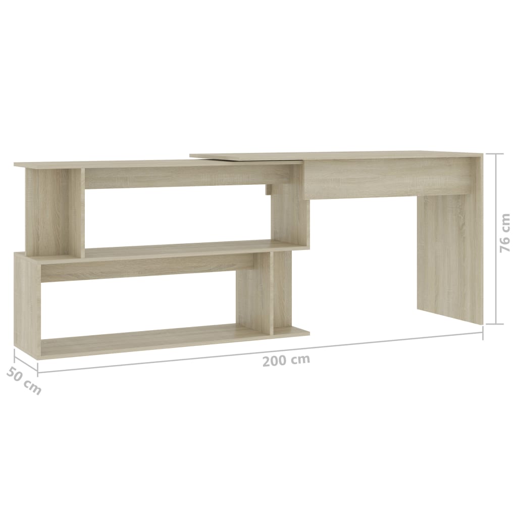 Hoekbureau 200x50x76 cm bewerkt hout eikenkleurig