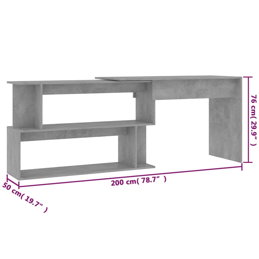 Hoekbureau 200x50x76 cm bewerkt hout eikenkleurig