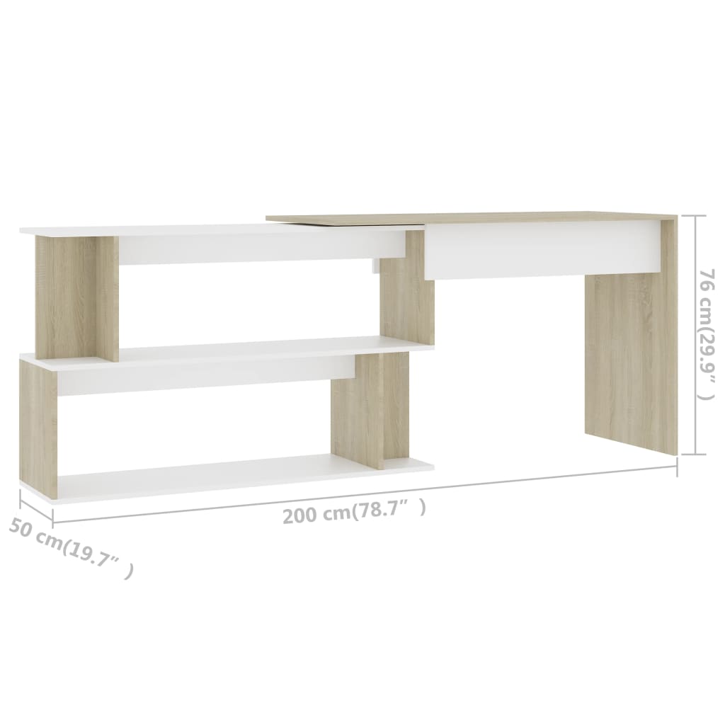 Hoekbureau 200x50x76 cm bewerkt hout eikenkleurig