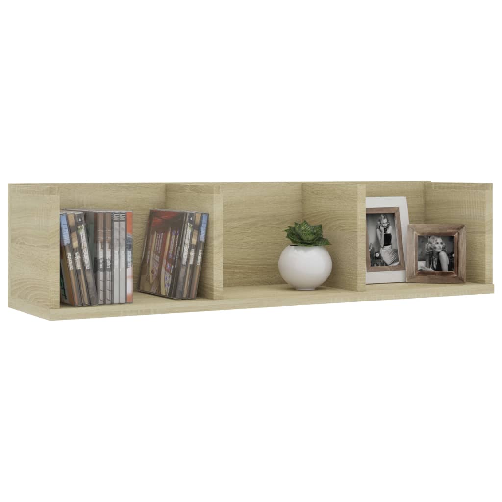 Cd-wandschap 75x18x18 cm bewerkt hout