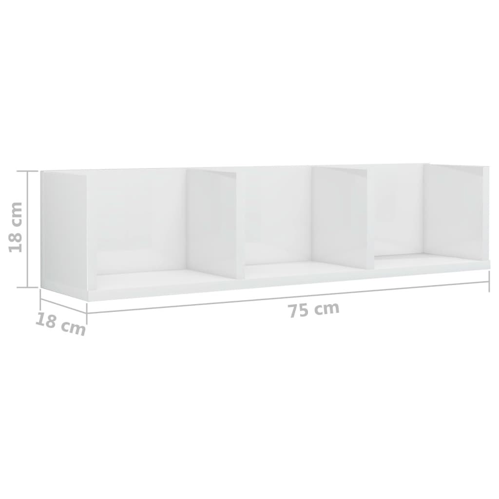 Cd-wandschap 75x18x18 cm bewerkt hout