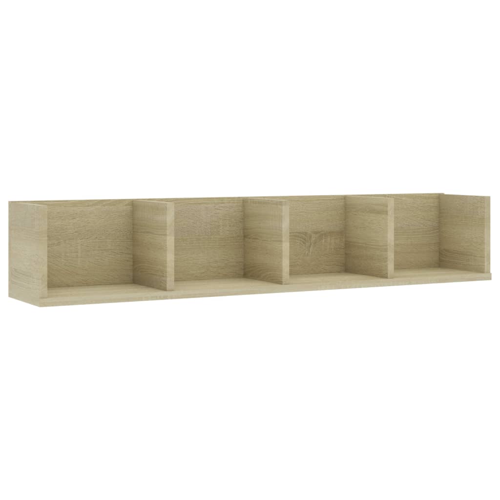 Cd-wandschap 100x18x18 cm bewerkt hout