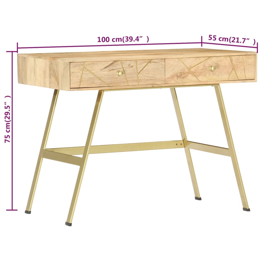 Schrijftafel met lades 100x55x75 cm massief sheeshamhout