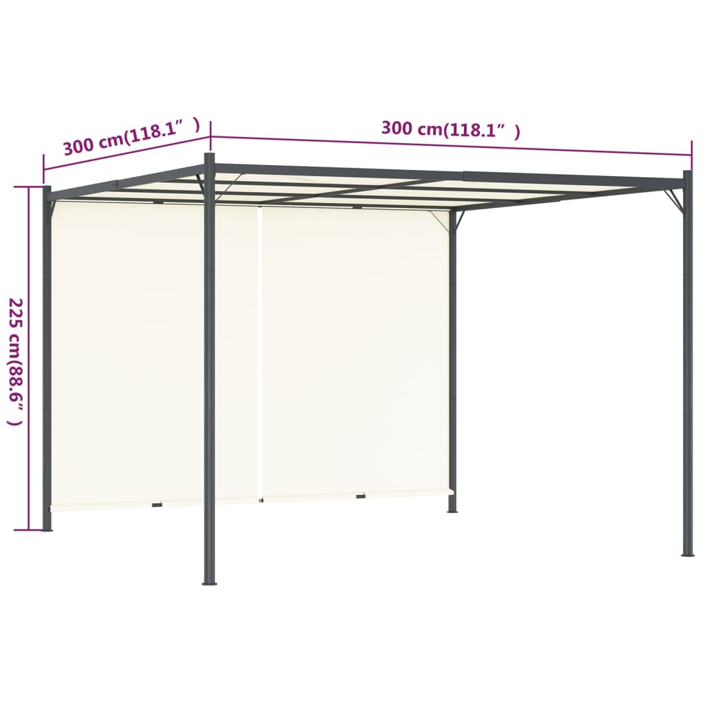 Pergola met uittrekbaar dak 180 g/m² 3x3 m