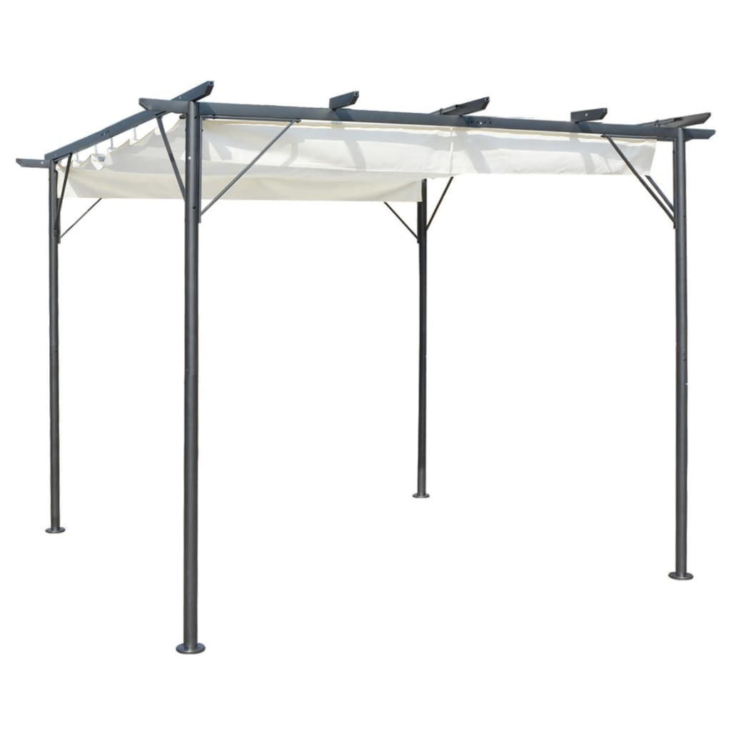 Pergola met uittrekbaar dak 180 g/m² 3x3 m staal antracietkleur