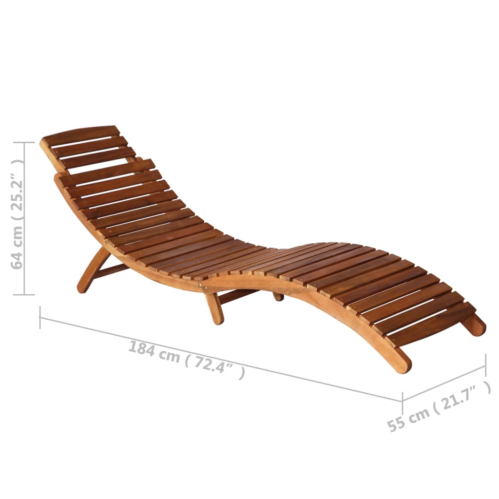 Ligbed 184x55x64 cm massief acaciahout