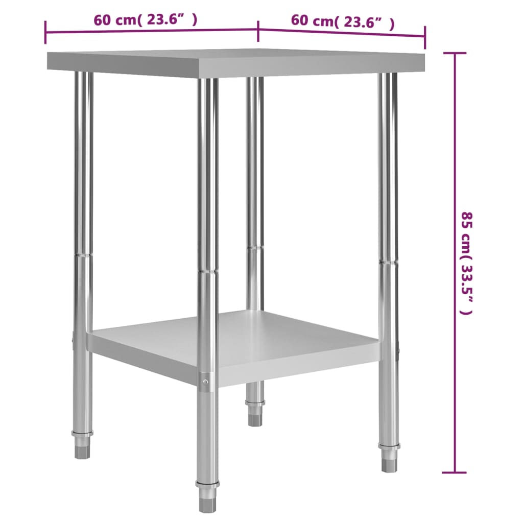 Keukenwerktafel 80x60x85 cm roestvrij staal