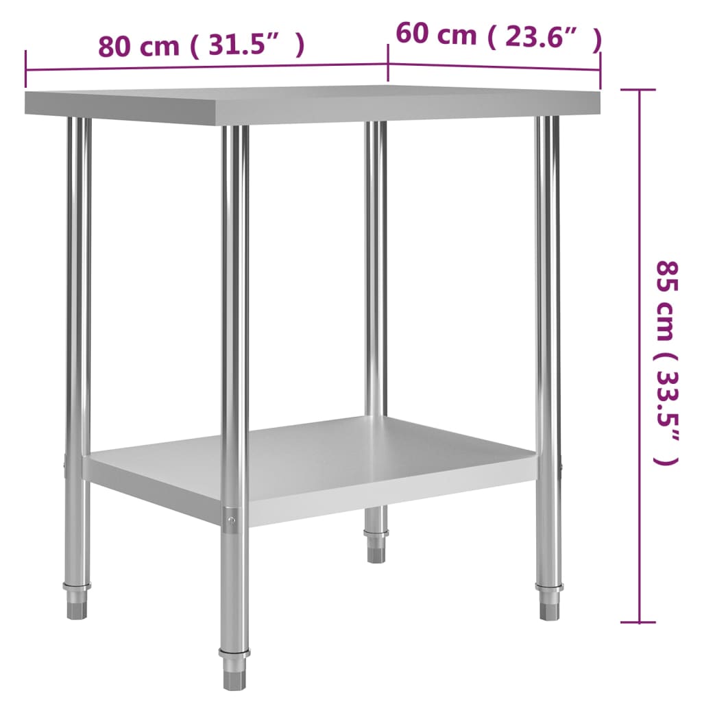 Keukenwerktafel met spatscherm 60x60x93 cm roestvrij staal