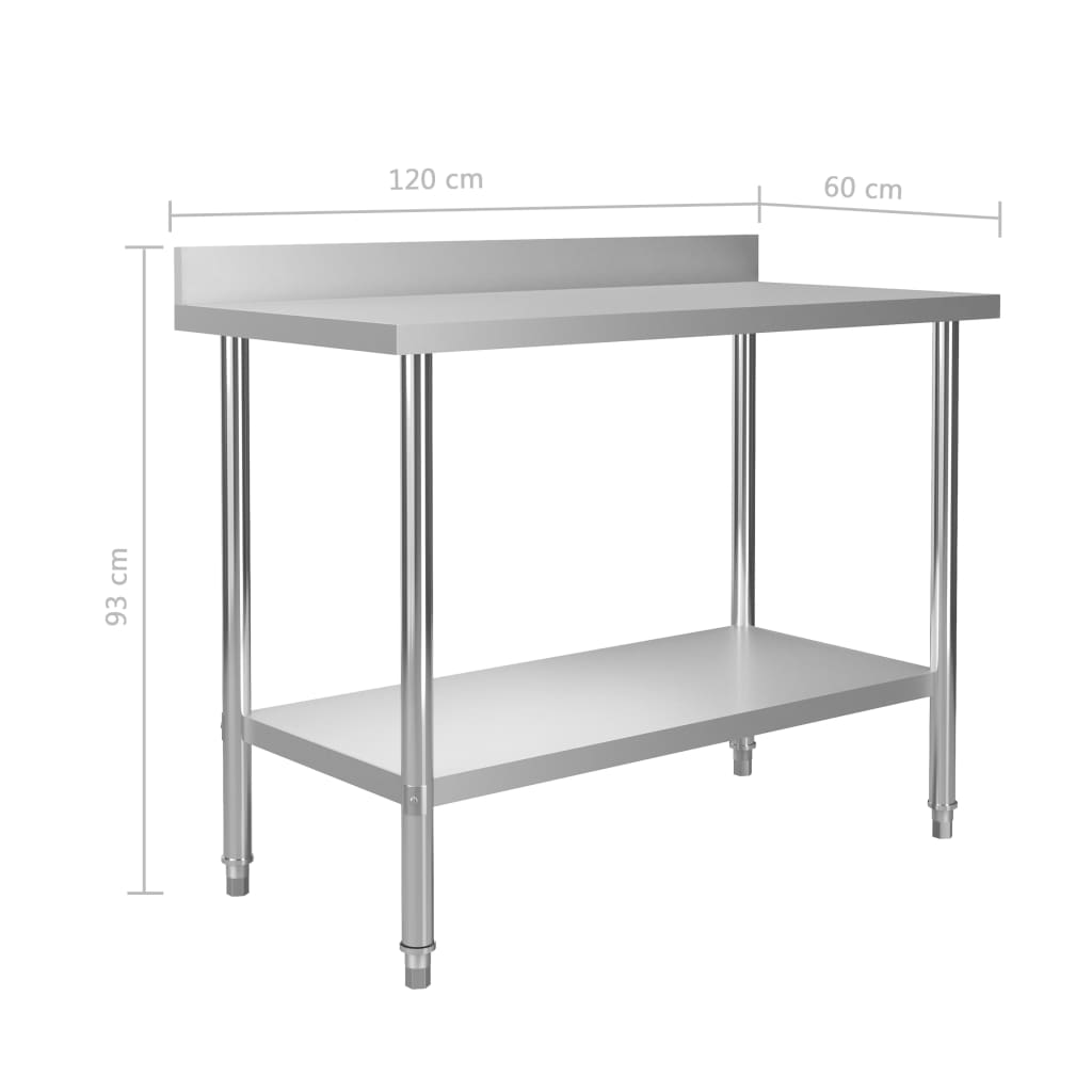 Keukenwerktafel met spatscherm 60x60x93 cm roestvrij staal