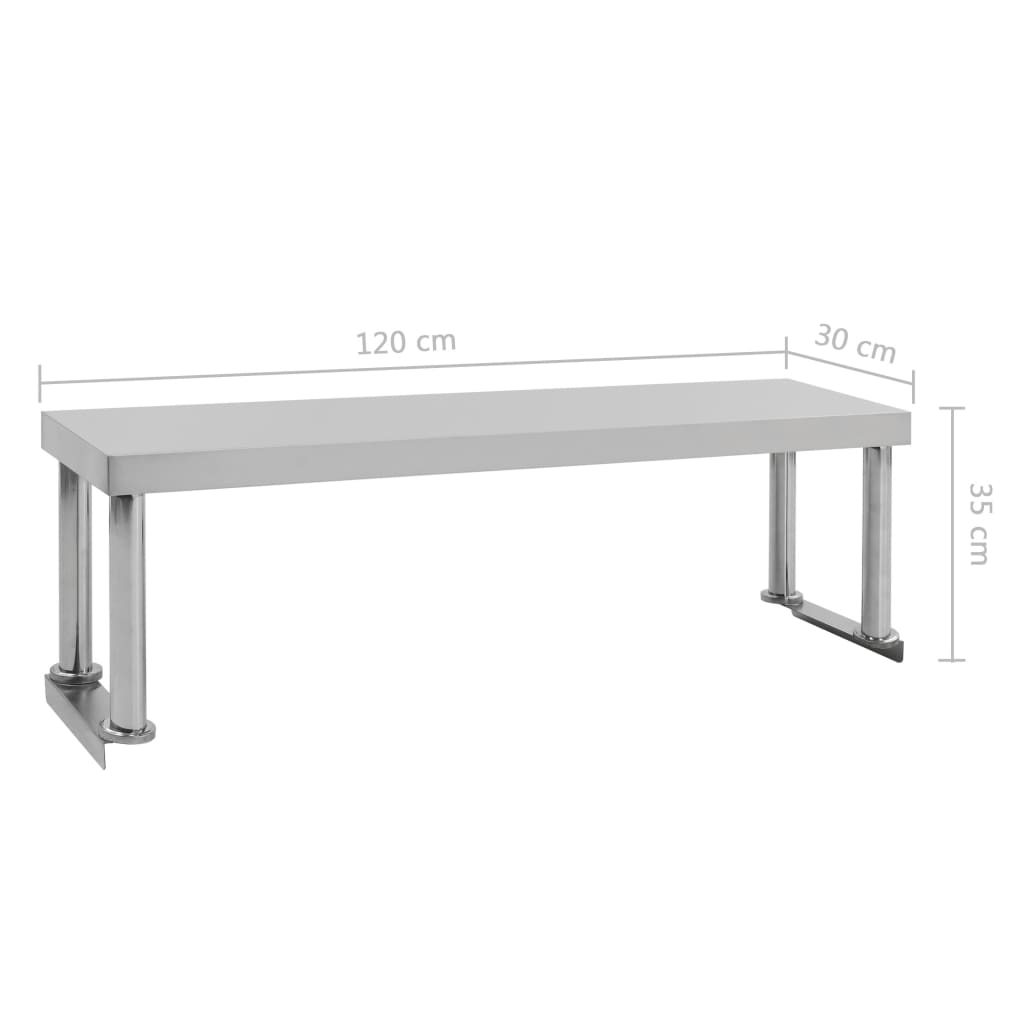 Verhoging voor werktafel 2-laags 120x30x65 cm roestvrij staal