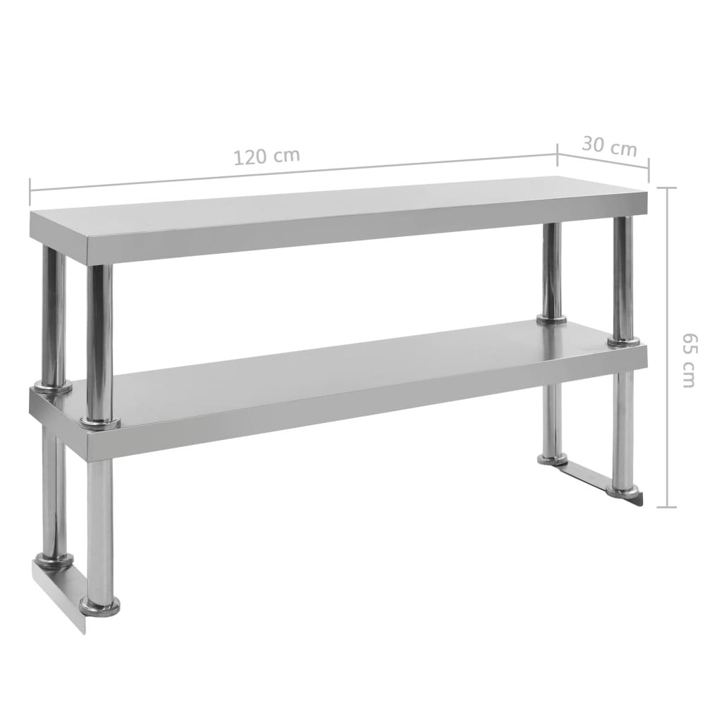 Verhoging voor werktafel 120x30x35 cm roestvrij staal