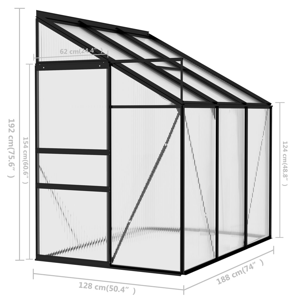 Broeikas 2,59 m³ aluminium antracietkleurig