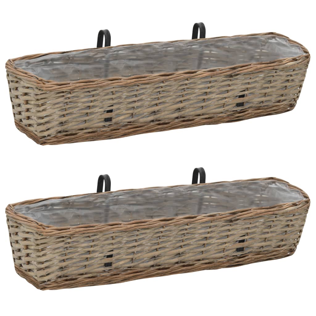 Balkonbakken 2 st 60 cm wicker met PE-voering