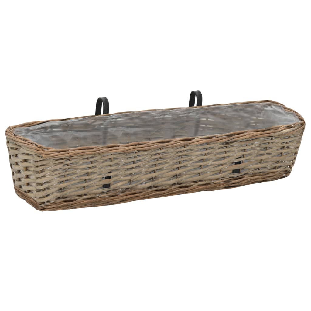 Balkonbakken 2 st 60 cm wicker met PE-voering