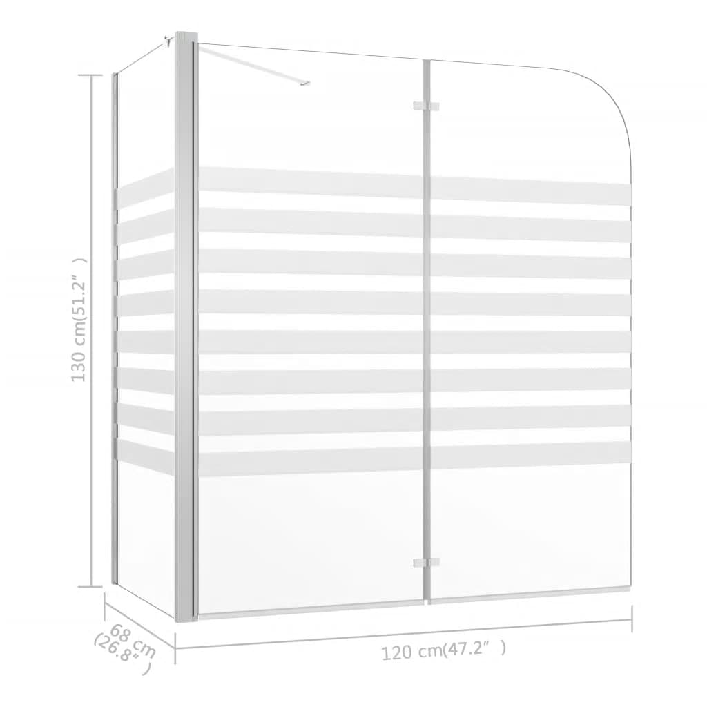 Badwand gestreept 120x68x130 cm gehard glas