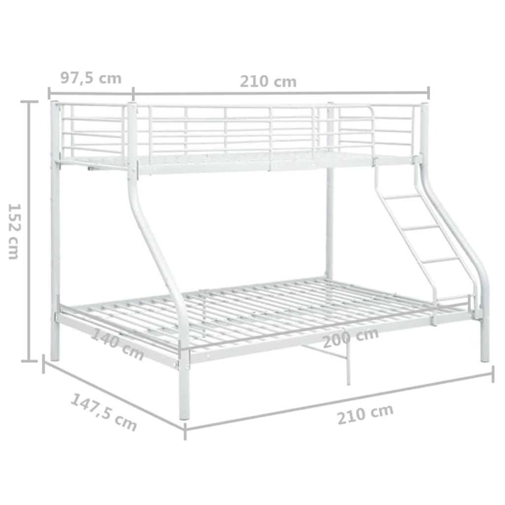 Stapelbedframe metaal 140x200 cm/90x200 cm