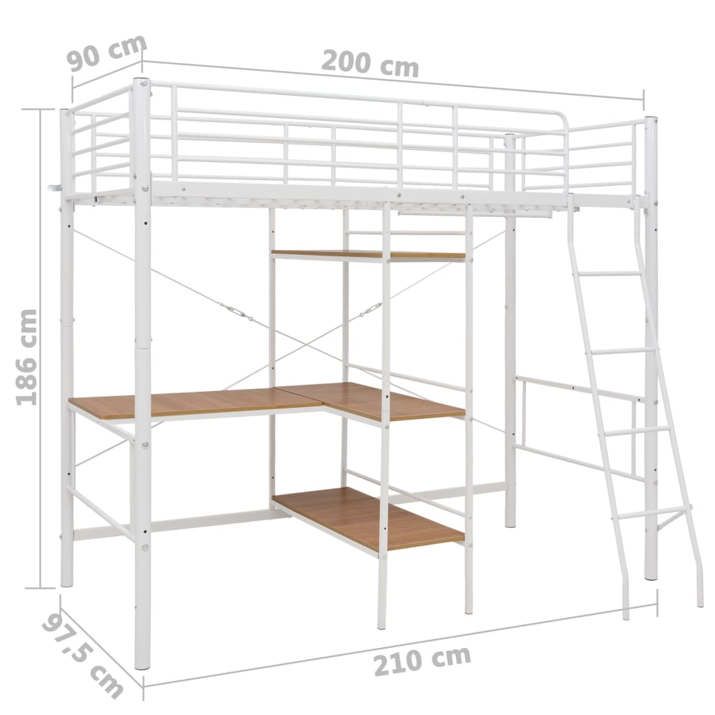 Stapelbedframe met tafel metaal 90x200 cm