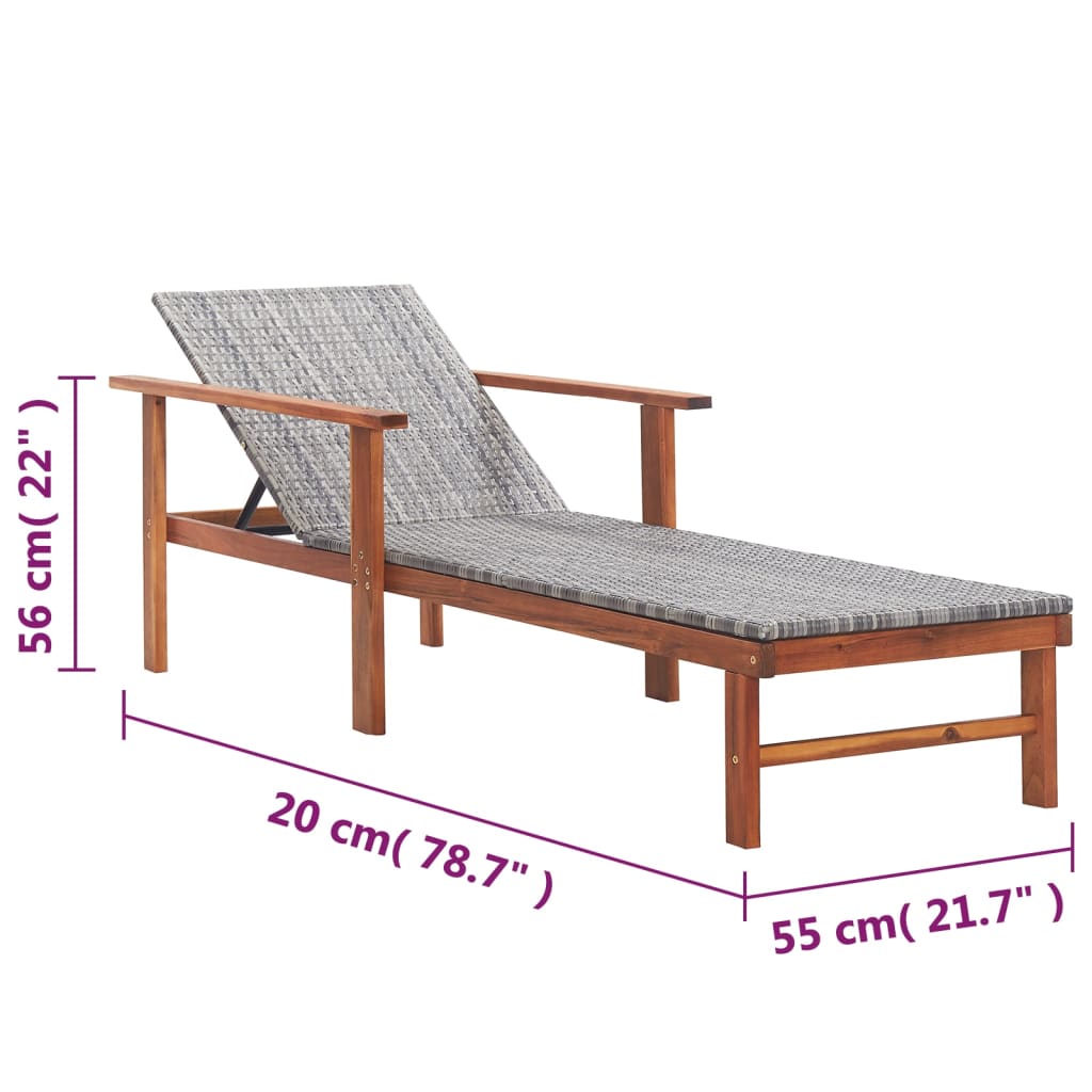 Ligbed poly rattan en massief acaciahout