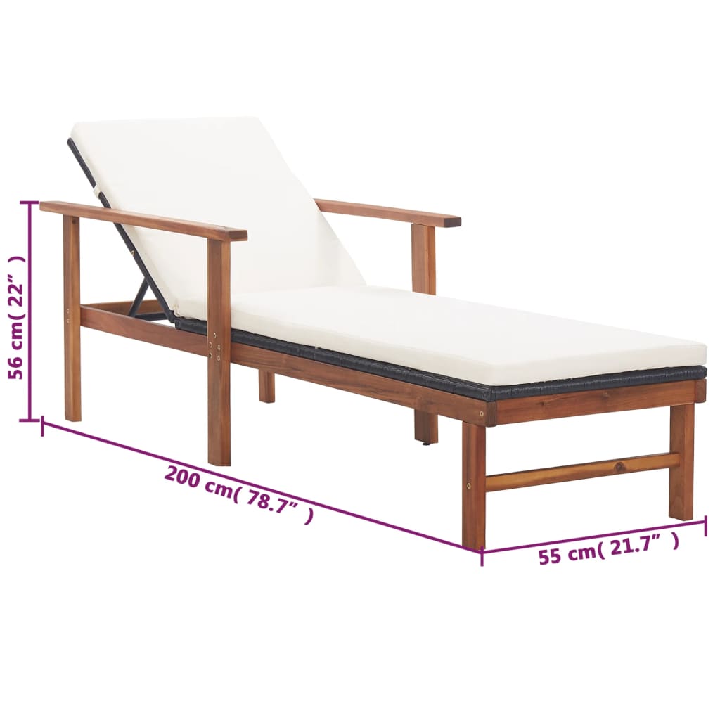 Ligbed poly rattan en massief acaciahout