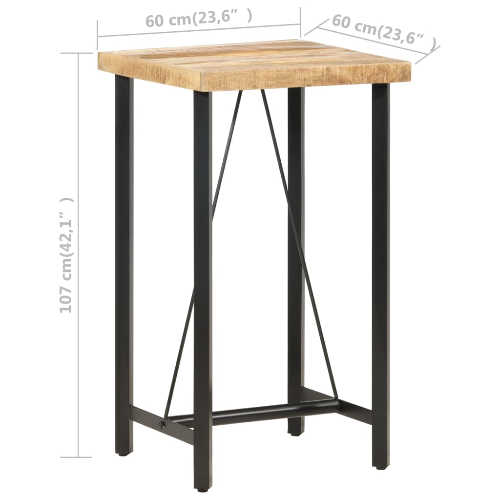 Bartafel 60x60x107 cm ruw mangohout