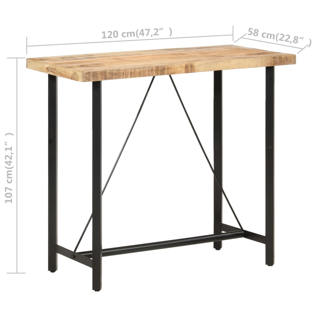 Bartafel 60x60x107 cm ruw mangohout