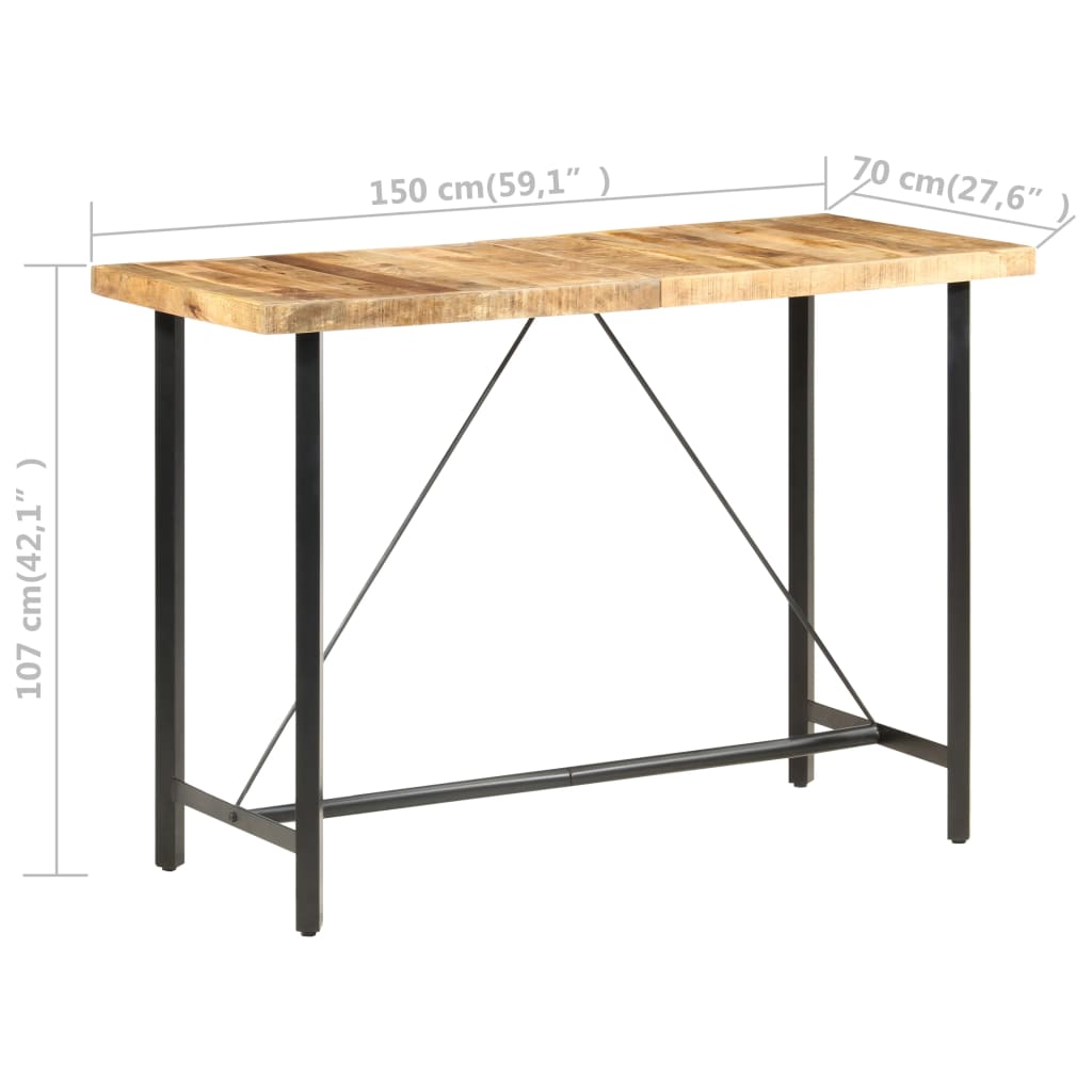 Bartafel 60x60x107 cm ruw mangohout