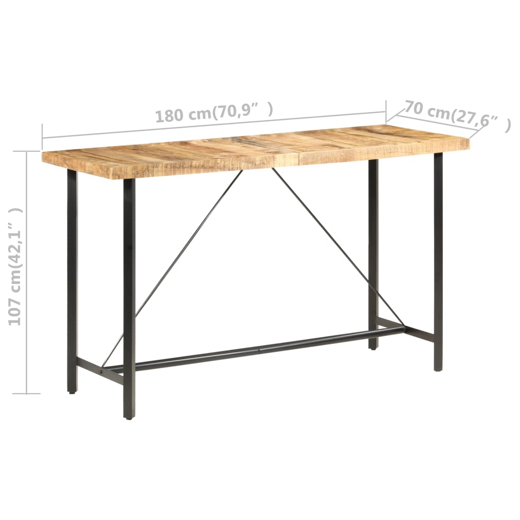 Bartafel 150x70x107 cm ruw mangohout