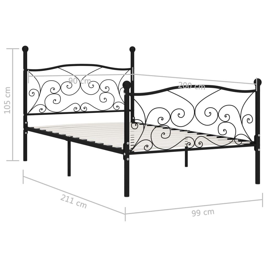 Bedframe met lattenbodem metaal 200x200 cm