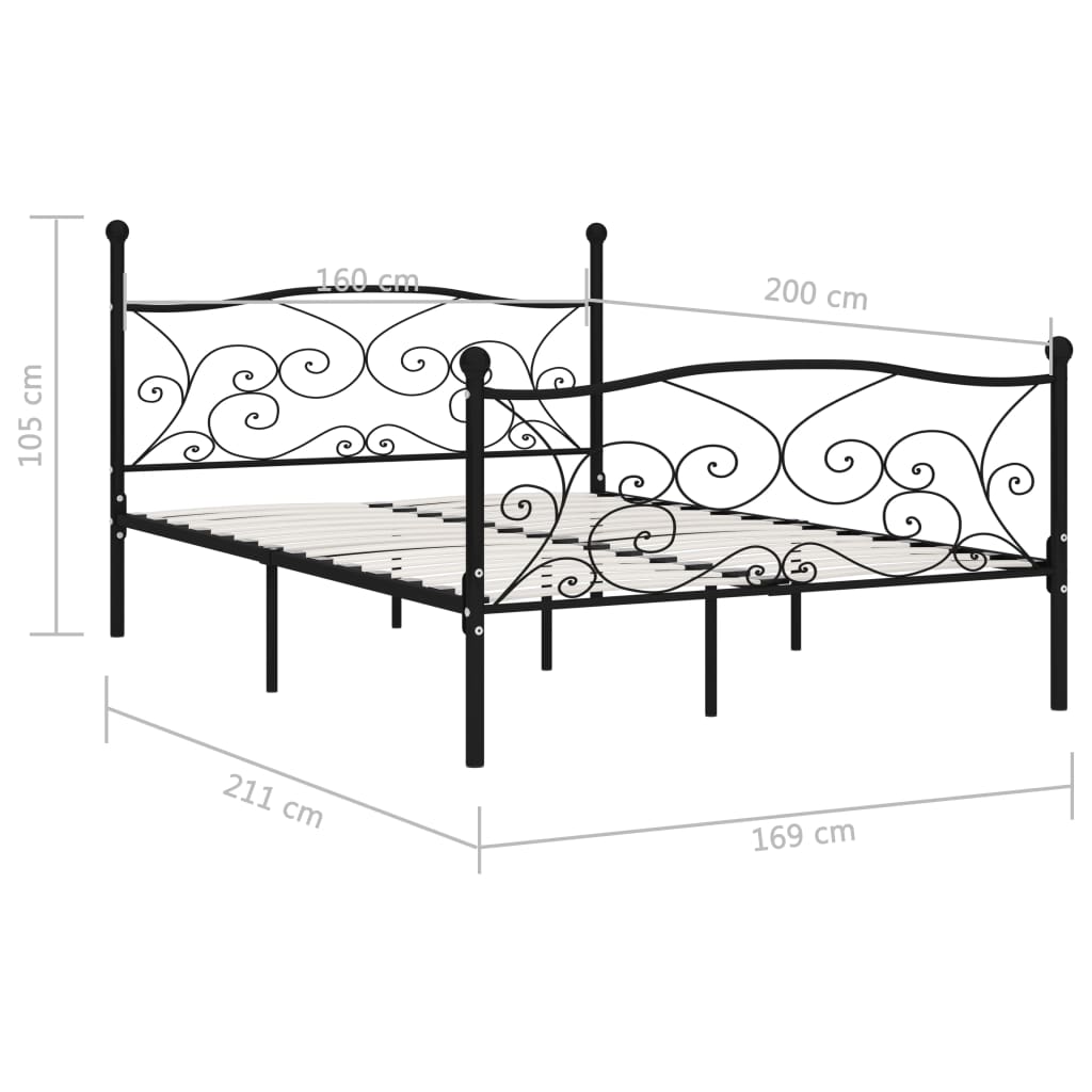 Bedframe met lattenbodem metaal 200x200 cm