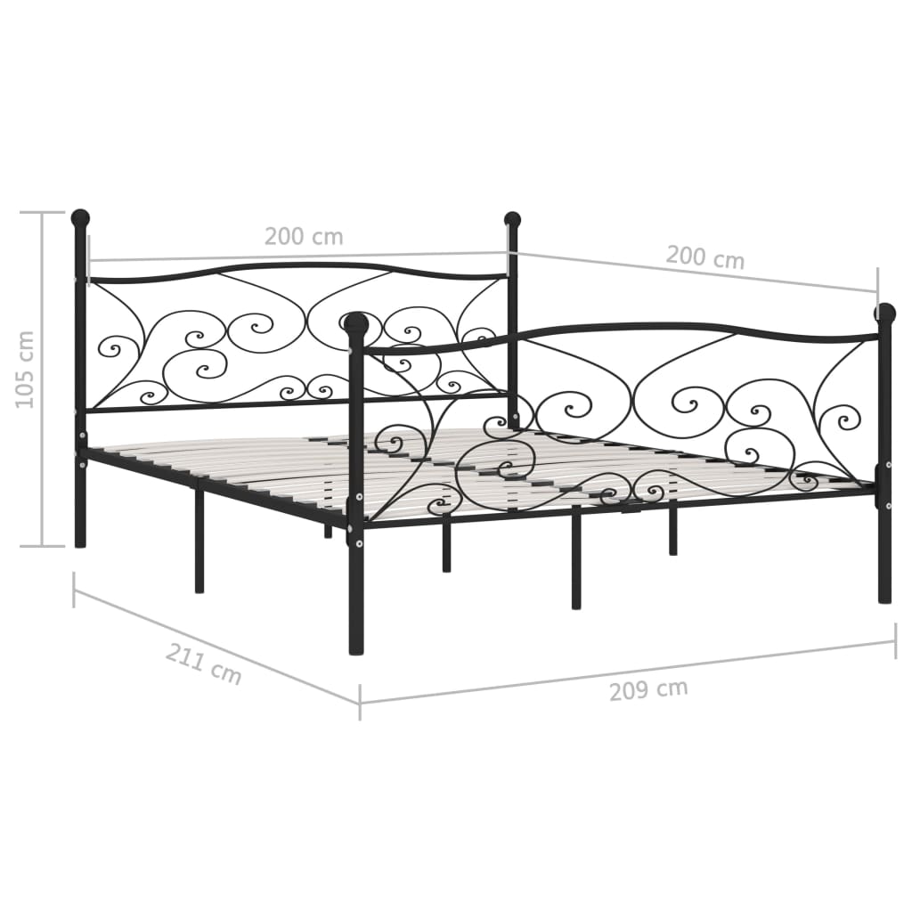 Bedframe met lattenbodem metaal 200x200 cm