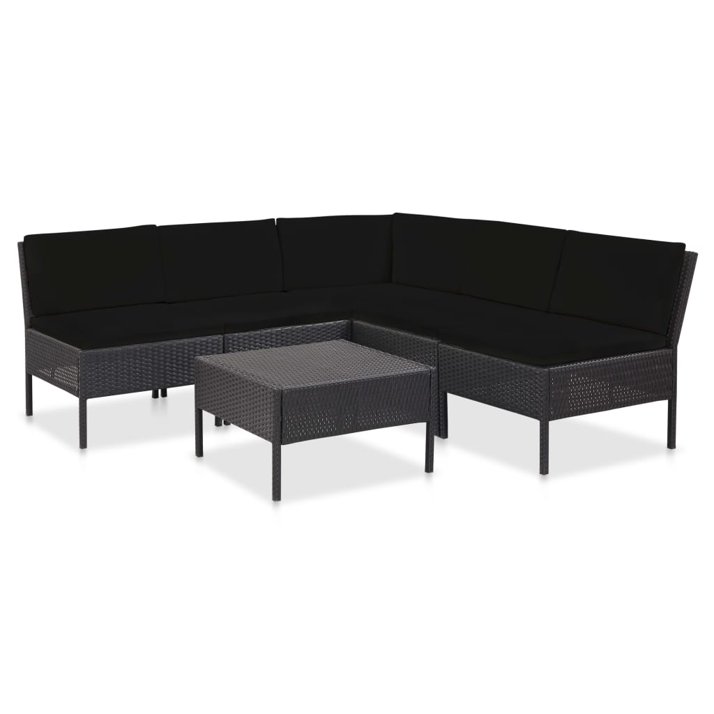 6-delige Loungeset met kussens poly rattan