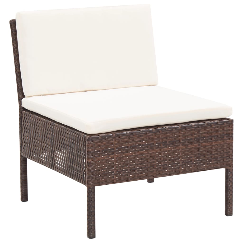 5-delige Loungeset met kussens poly rattan