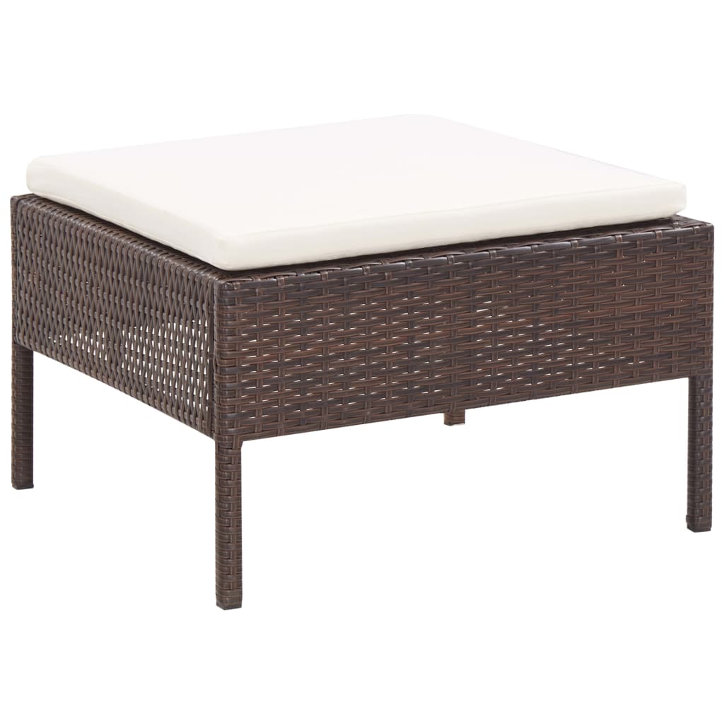 5-delige Loungeset met kussens poly rattan