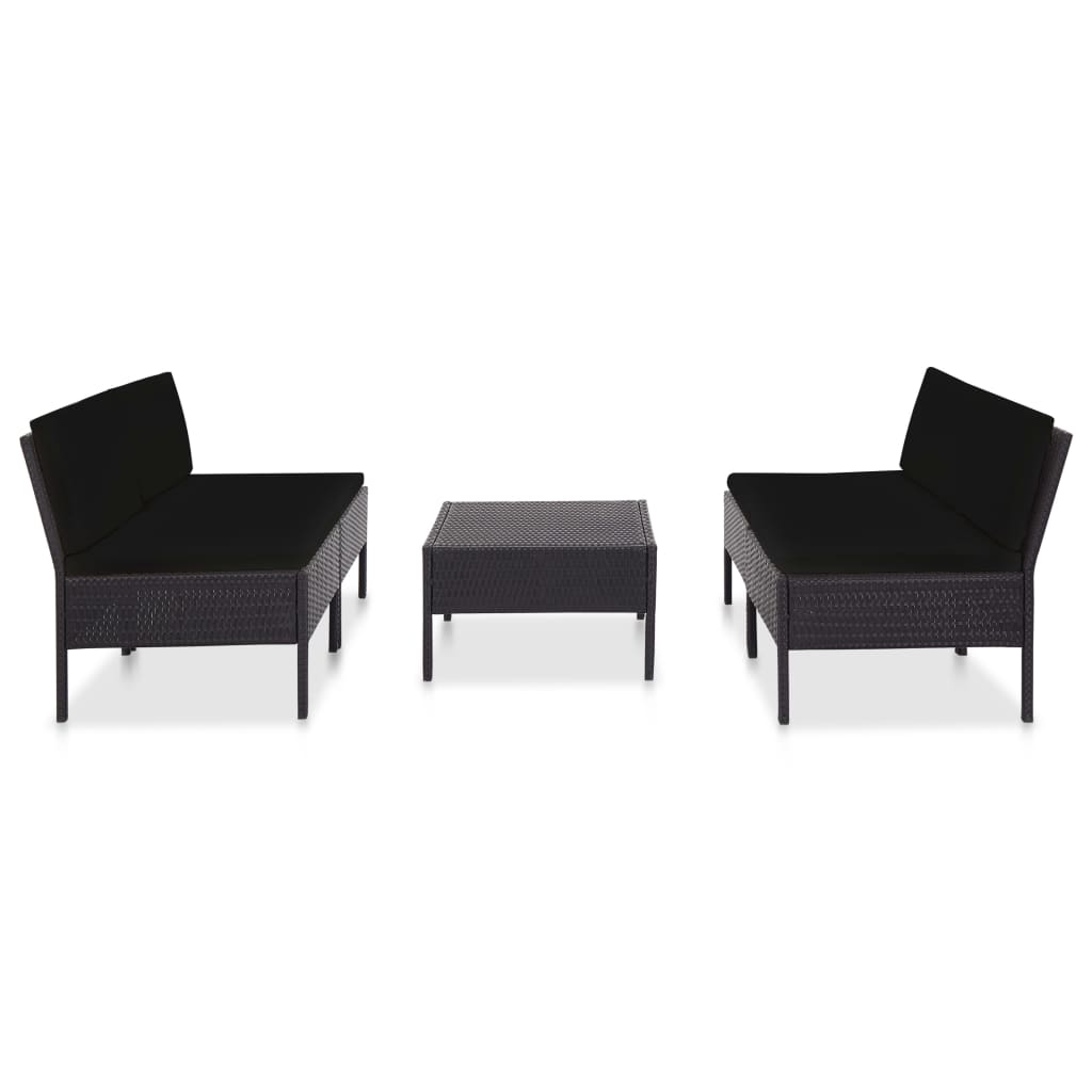 5-delige Loungeset met kussens poly rattan