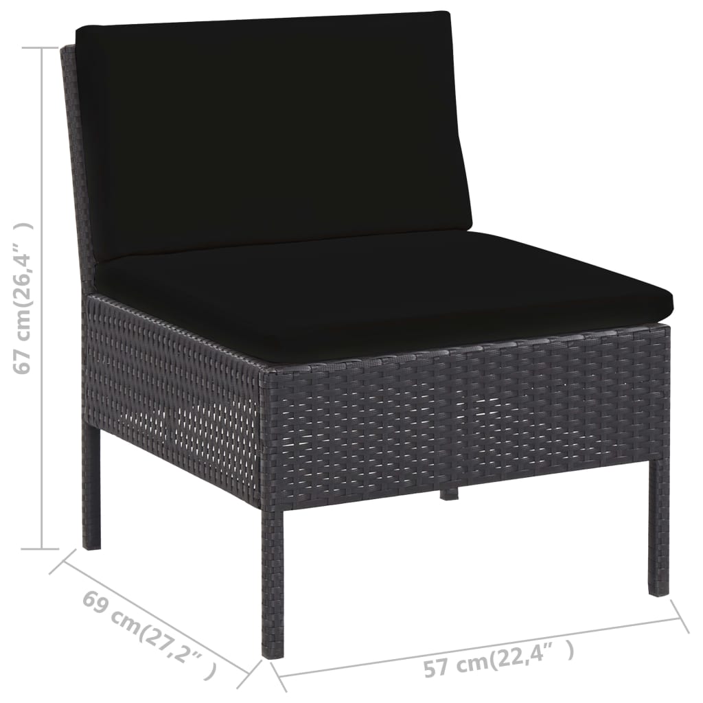 5-delige Loungeset met kussens poly rattan