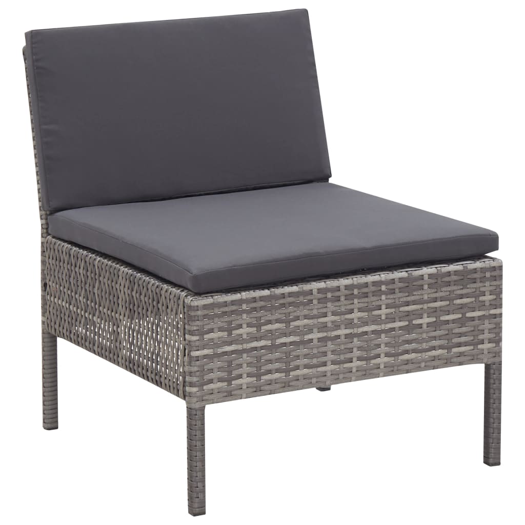 5-delige Loungeset met kussens poly rattan