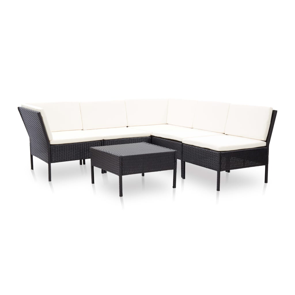 6-delige Loungeset met kussens poly rattan